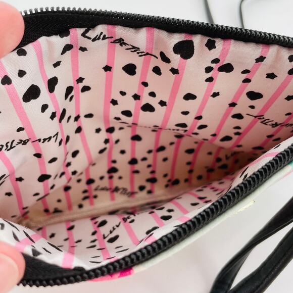 Betsey Johnson Aqua Pink Floral Crossbody Wristlet Strap Small Shoulder Bag - Picture 5 of 7